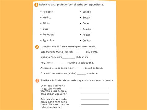 El Verbo Ejercicio De Lengua Para Ni Os De De Primaria