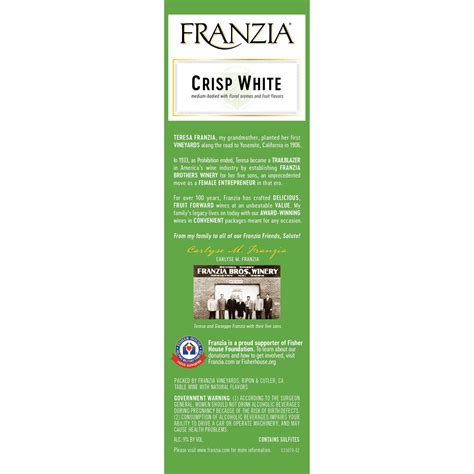 Franzia Crisp White Wine 5l Box 5 Liter Shipt