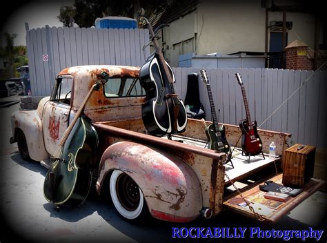 Rockabilly Truckin At Ink N Iron Old Ford Truck With Up Right Bass