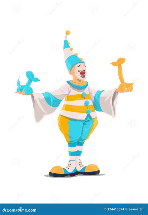 Circus Clown in Costume with Balloon Animals Stock Vector - Illustration of funfair, mask: 174415594