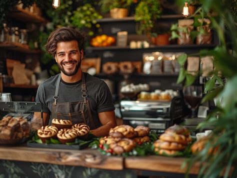 Premium Photo Coffee Shop Entrepreneur Delights Customers In Charming