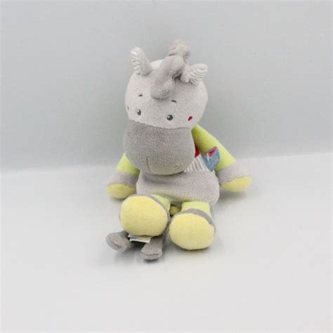 Doudou attache tétine cheval gris vert cravaté SUCRE D ORGE