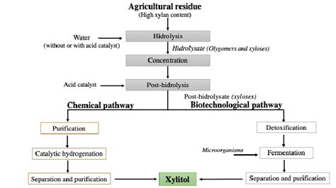 Producción de xilitol por ruta química y biotecnológica Adaptado de