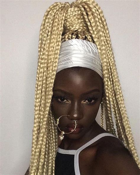 Queentoide Blonde Box Braids On Dark Skin Perfect Ebony Complexion Blackandblond Blonde