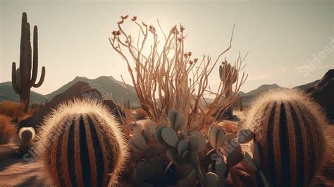 Fondo Planta De Cactus Del Desierto Para Power Point Y Diapositivas