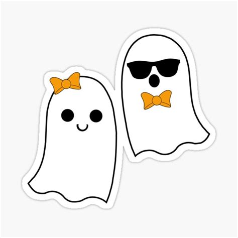 Halloween Ghostie Couple Sticker For Sale By Worxtation Redbubble