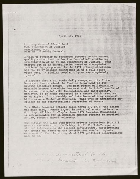 [Copy of Letter from William L. Clay to Edward Levi, April 17, 1975