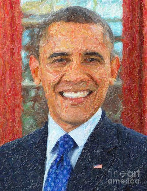 Us President Barack Obama Painting By Celestial Images Fine Art America