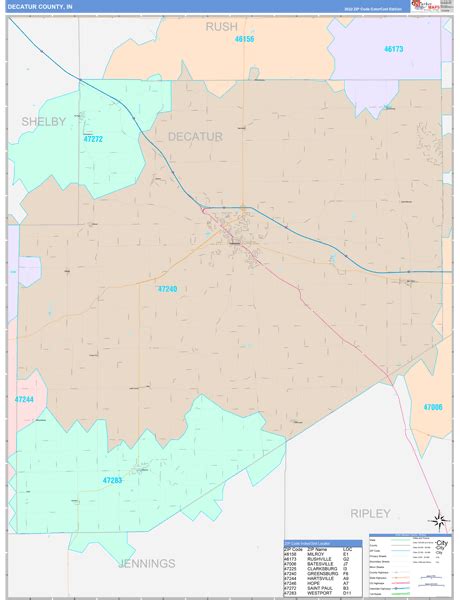 Decatur County, IN Wall Map Color Cast Style by MarketMAPS - MapSales