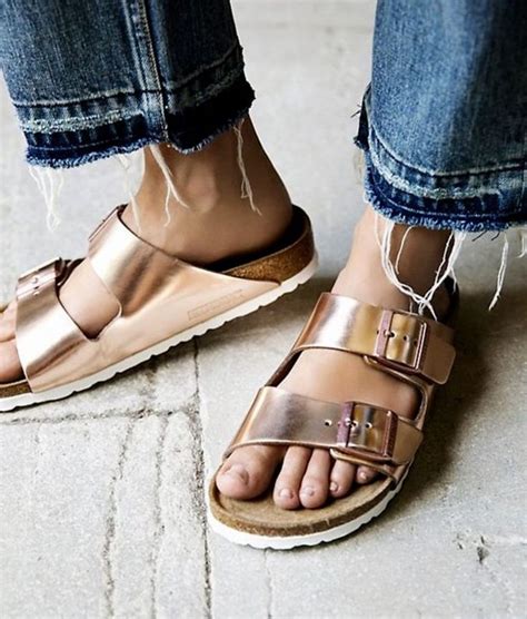 New Free People X Birkenstock Copper Metallic Arizona Sandals 36 55