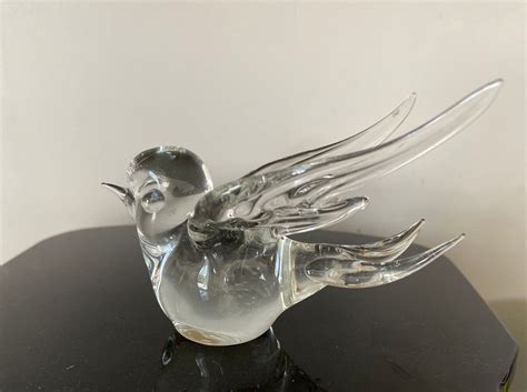 Vintage Handblown Glass Flying Bird Figurine Glass Collection Etsy