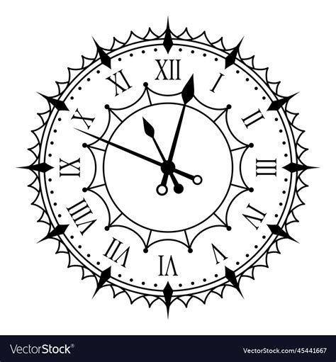 Vintage Clock Face With Roman Numeral Ornate Vector Image