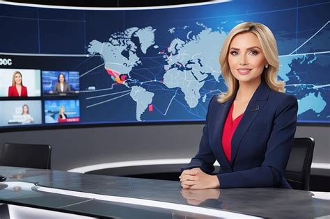 Premium Photo TV Live News Program With Professional Female Presenter