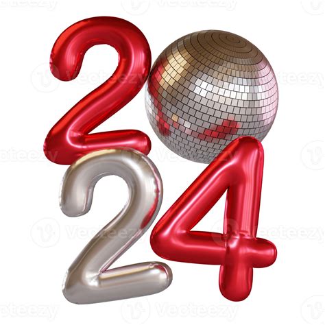 Modern Style Silver Red 3d Render Balloon Text With Disco Ball 34638486 Png