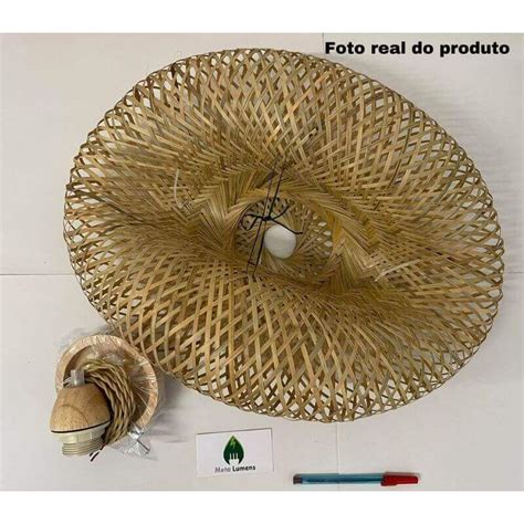 Pendente Borneu Fibra de Bambu 50cm GMH Iluminação Sustentável para