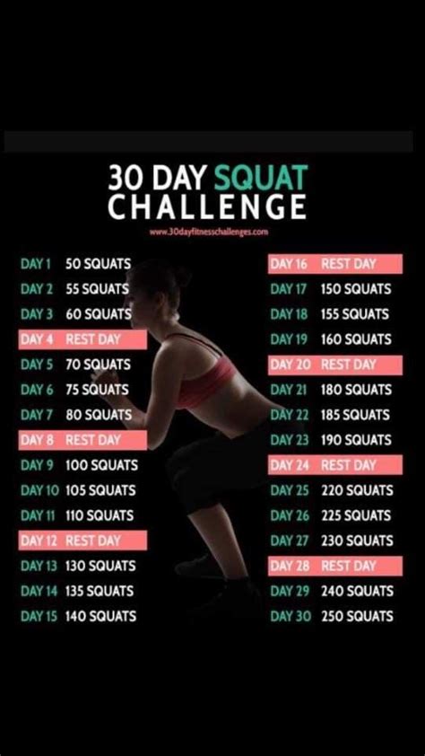 The 30 Day Squat Challenge Is Shown In This Screenshot