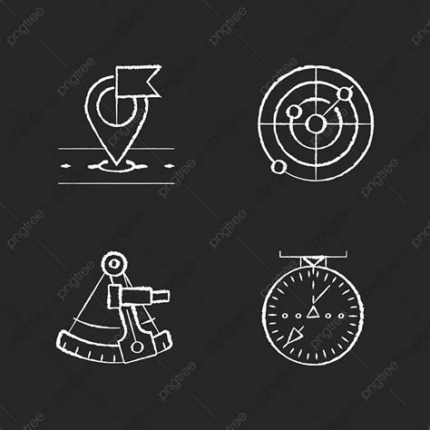 White Chalk Vector Hd PNG Images Navigation Chalk White Icons Set On