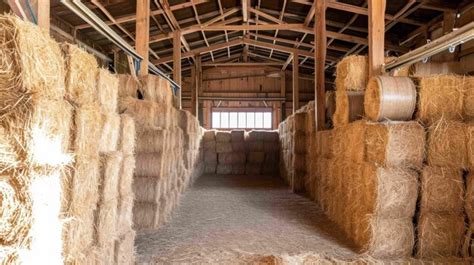 Premium Photo Shot Of A Barn Loft Filled With Neatly Stacked Straw Bales