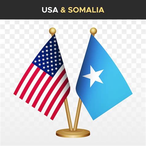 Premium Vector | United states of america usa vs somalia flags 3d desk ...