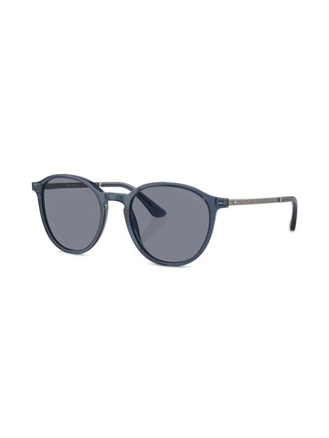 Giorgio Armani Lunettes De Soleil Monture Ronde Bleu Farfetch Fr