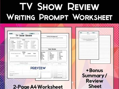 TV Show Review Worksheet | Teaching Resources