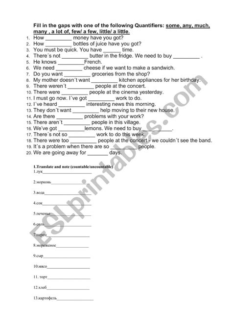 Quick Test An Some Any Worksheet Free Esl Printable