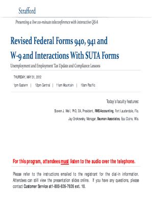 Fillable Online Revised Federal Forms 940 941 And W 9 And Interactions