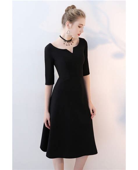 Simple Black Knee Length Party Dress Aline Bls86058