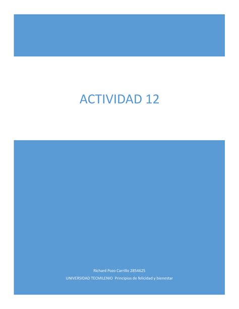 Actividad 12 Principios De Bienestar Y Felicidad Richard Pozo