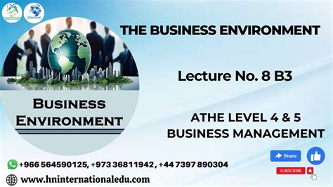 The Business Environment Lecture No 08 B3 ATHE Level 4 5 Business