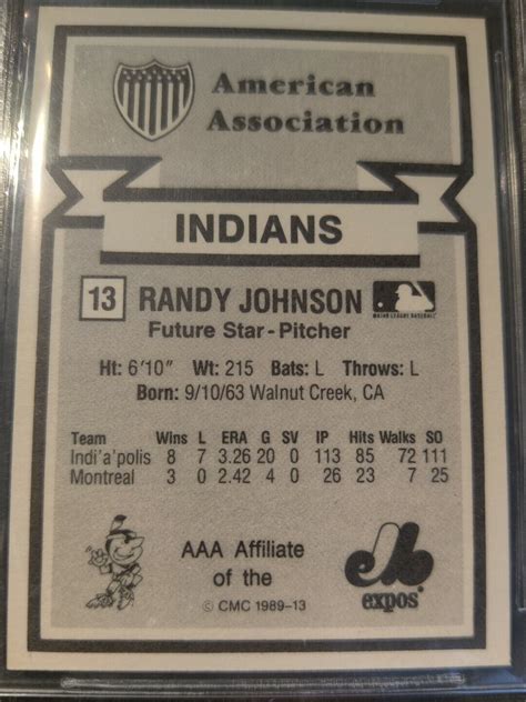 1989 CMC Triple A All Stars Randy Johnson TRUE RC BGS 9 5 GEM MINT POP