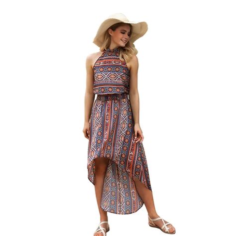 2018 Summer Women Vintage Long Maxi Beach Dress Plus Size Female Sexy