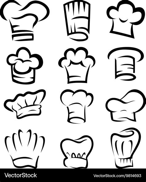 Collection of chef hat cartoon Royalty Free Vector Image