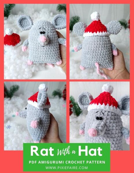 PlushiCo Rat With A Hat Amigurumi PDF Crochet Pattern | Pixie Faire