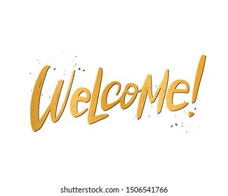 Vektor Stok Welcome Beautiful Greeting Card Poster Calligraphy Tanpa