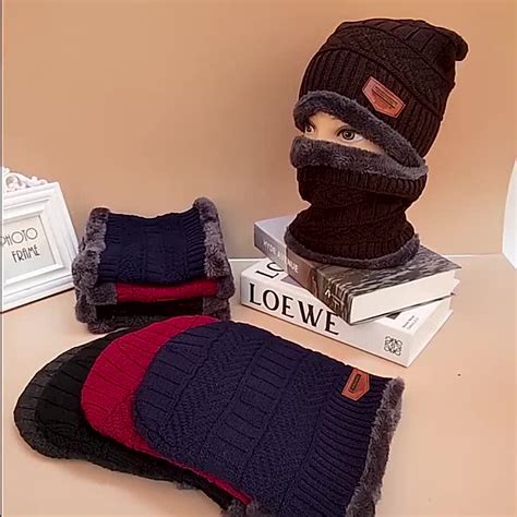 Beanie Cap Wool Cap With Neck Warmer For Men Women Winter Cap For