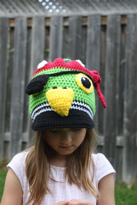 Pirate Hat,Crochet Pirate Hat,Pirate Parrot Hat,Crochet Hat,Kids Pirate ...