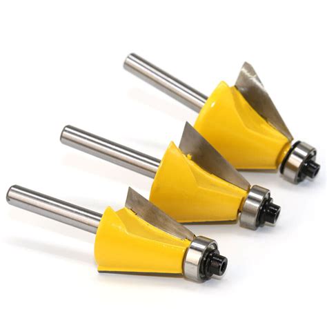 3pcs Set 1 4 Shank 15 22 5 30 Degree Chamfer Edge Forming Router Bit