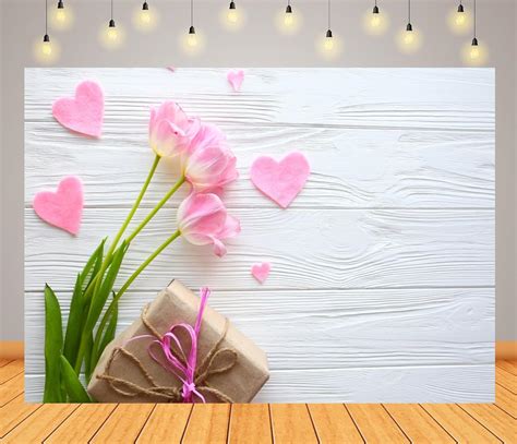 Amazon BELECO 7x5ft Fabric Tulips Backdrop Light Pink Tulips