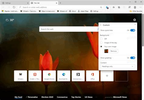 Set Custom Image As New Tab Page Background In Microsoft Edge