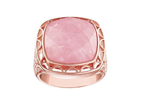 Pink Rose Quartz K Rose Gold Over Sterling Silver Ring Xw Da Jtv