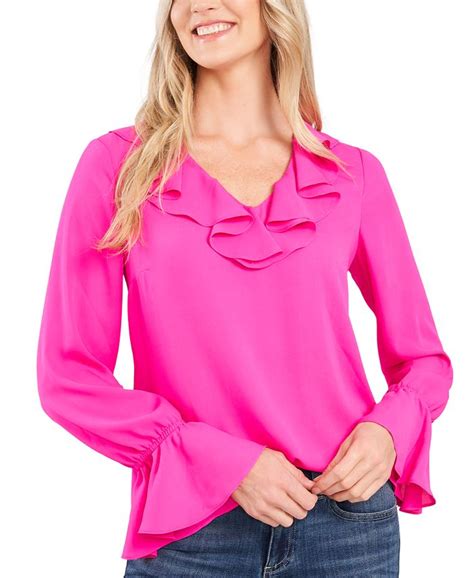 Cece Ruffled V Neck Blouse Macys