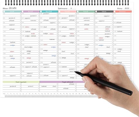 Planning Settimanale Da Tavolo Perpetuo Weekly Planner Con Date Da