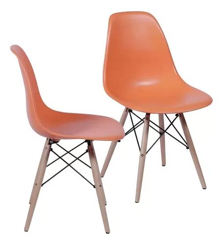 Cadeira De Jantar Boxbit Dkr Eames Base Madera Estrutura Laranja X