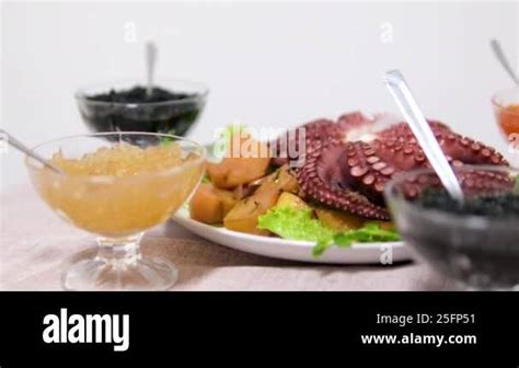 Chef Preparing Spanish Galician Traditional Culinary Dish Pulpo A La