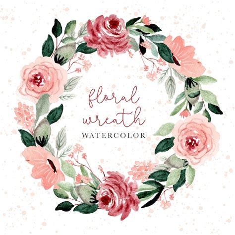 Premium Vector Blush And Green Floral Watercolor Wreath