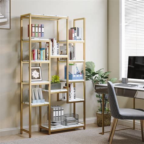 Yitahome Tier Gold Bookshelf X D Tall Modern Free