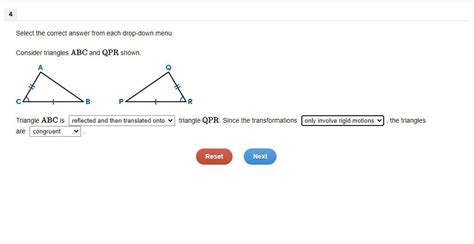 Select The Correct Answer From Each Drop Down Menu Consider Triangles