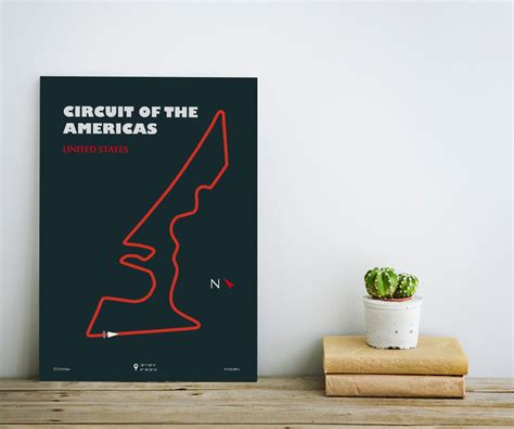 Circuit Of The Americas Race Track Map F1 Poster Minimalist Glow Effect