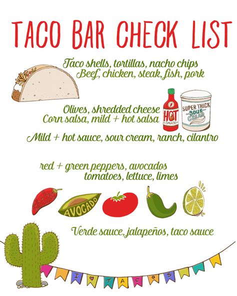Taco Bar Party Recipe Free Taco Bar Checklist Artofit